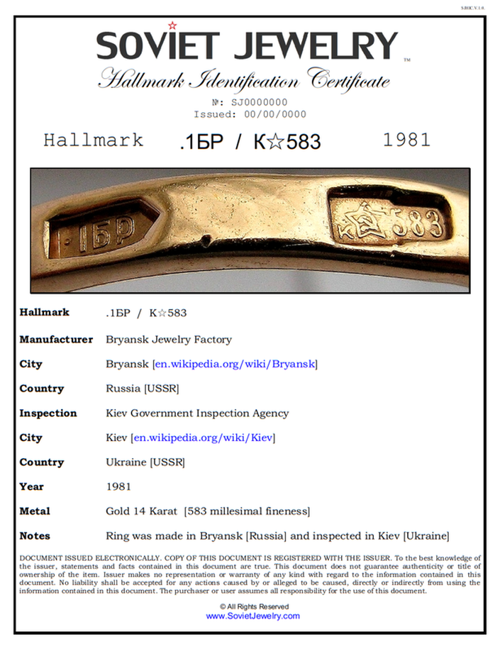 Gold Hallmark Identification Chart